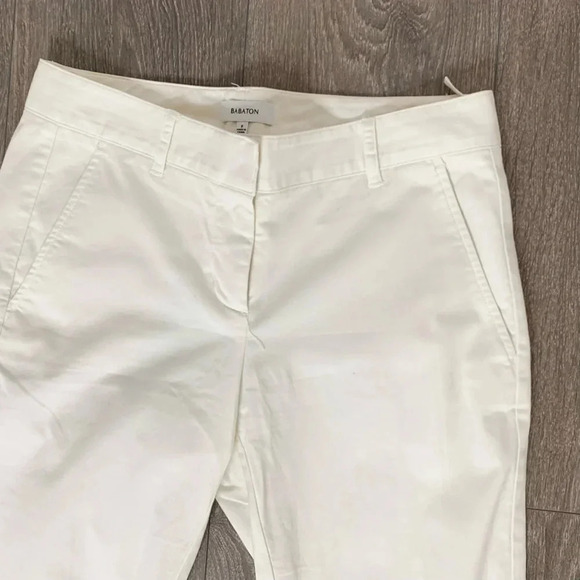 Aritzia Babaton Pants Straight leg pleated Trousers Cotton White Size 0 - Picture 4 of 11